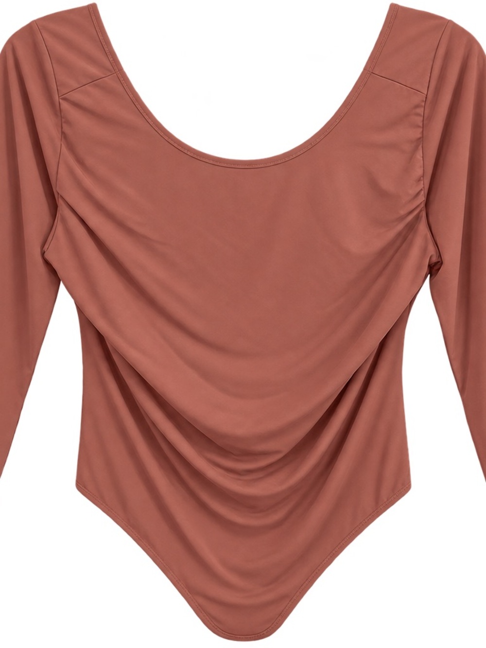 Scoop Neck Draped Bodysuit in Rust
